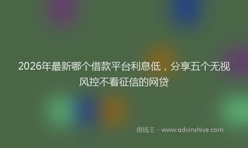 2026年最新哪个借款平台利息低，分享五个无视风控不看征信的网贷