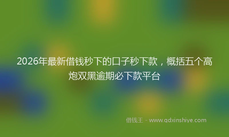 2026年最新借钱秒下的口子秒下款，概括五个高炮双黑逾期必下款平台