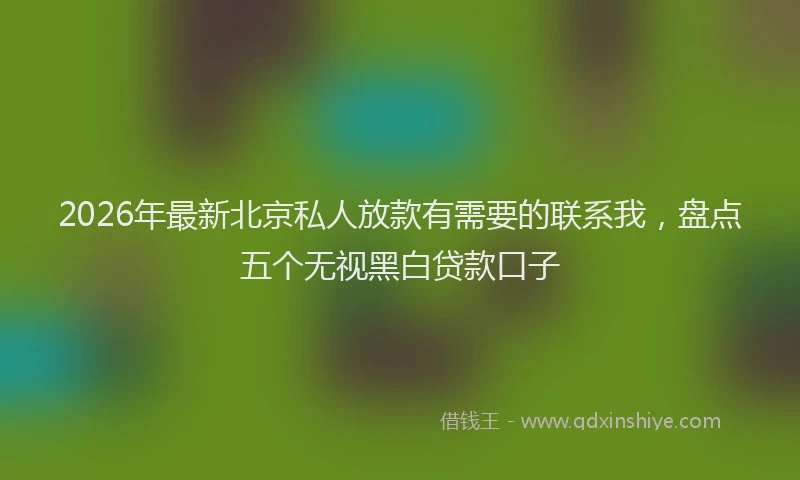 2026年最新北京私人放款有需要的联系我，盘点五个无视黑白贷款口子