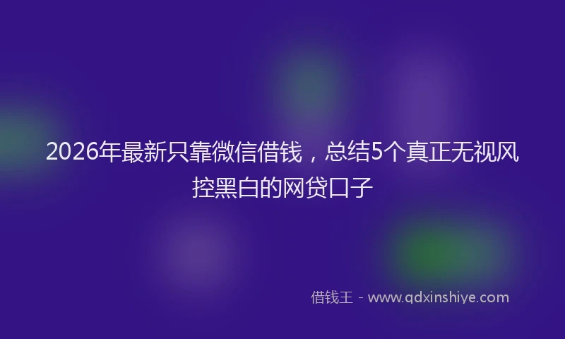 2026年最新只靠微信借钱，总结5个真正无视风控黑白的网贷口子