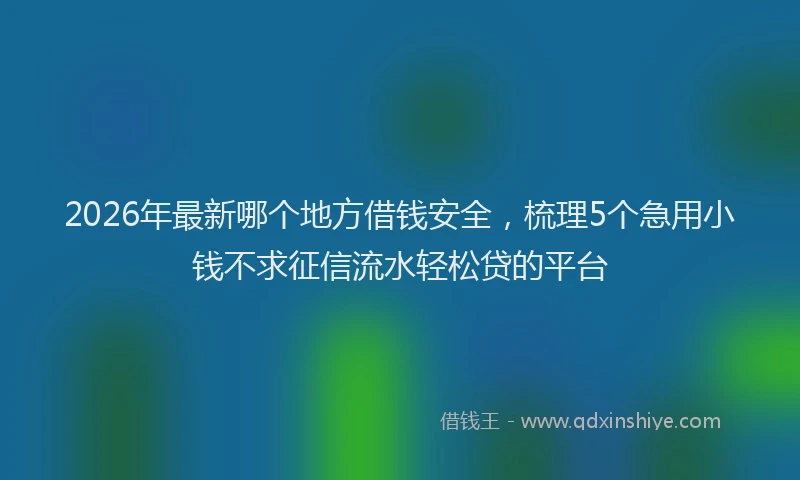 2026年最新哪个地方借钱安全，梳理5个急用小钱不求征信流水轻松贷的平台