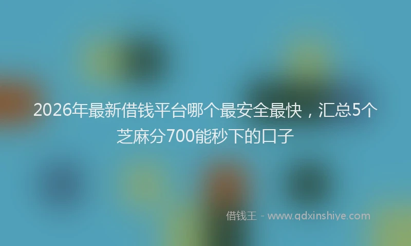 2026年最新借钱平台哪个最安全最快，汇总5个芝麻分700能秒下的口子