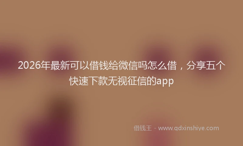 2026年最新可以借钱给微信吗怎么借，分享五个快速下款无视征信的app