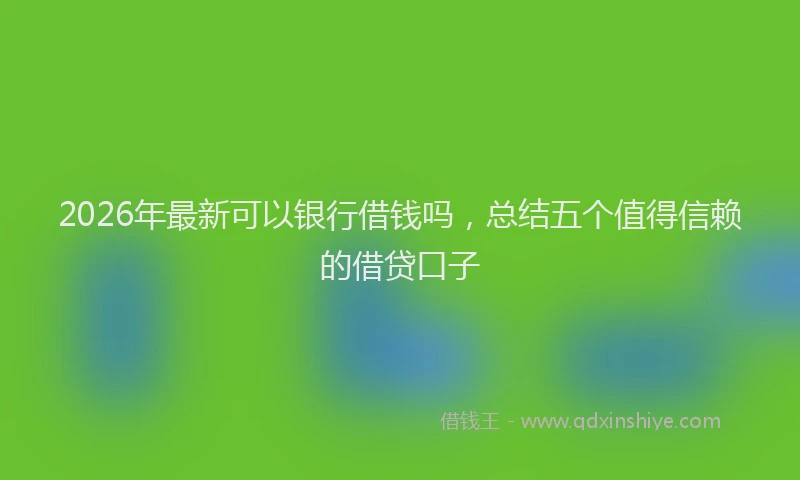 2026年最新可以银行借钱吗，总结五个值得信赖的借贷口子