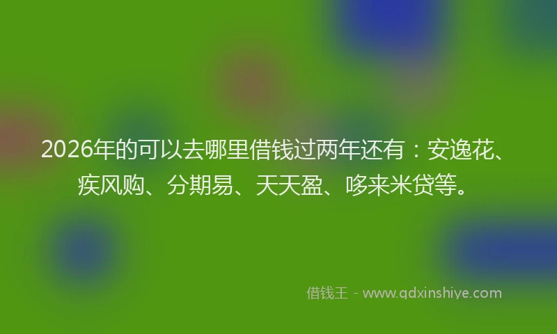 2026年的可以去哪里借钱过两年还有：安逸花、疾风购、分期易、天天盈、哆来米贷等。