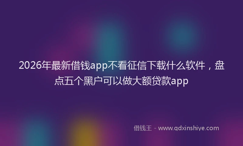 2026年最新借钱app不看征信下载什么软件，盘点五个黑户可以做大额贷款app