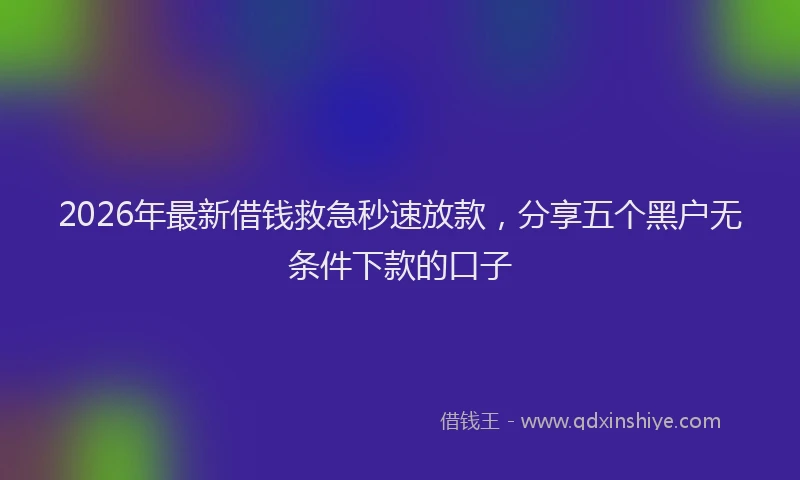 2026年最新借钱救急秒速放款,分享五个黑户无条件下款的口子