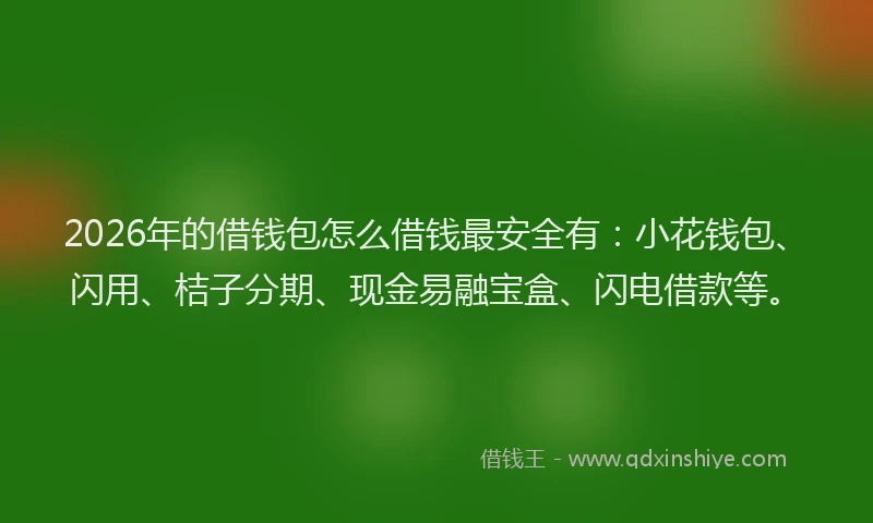 2026年的借钱包怎么借钱最安全有:小花钱包、闪用、桔子分期、现金易融宝盒、闪电借款等。