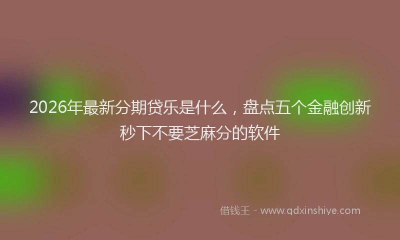 2026年最新分期贷乐是什么，盘点五个金融创新秒下不要芝麻分的软件