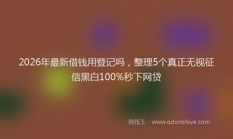 2026年最新借钱用登记吗，整理5个真正无视征信黑白100%秒下网贷