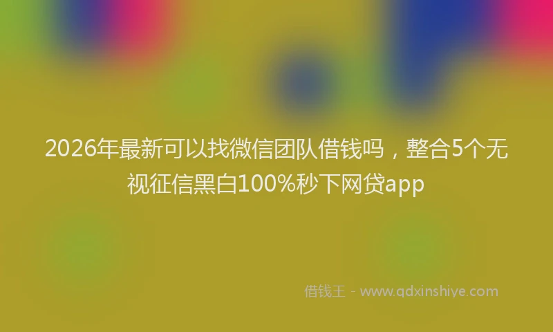 2026年最新可以找微信团队借钱吗，整合5个无视征信黑白100%秒下网贷app