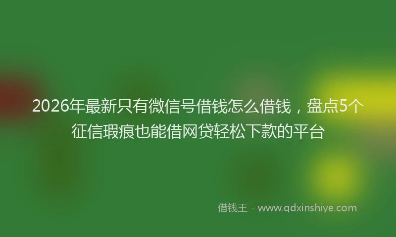 2026年最新只有微信号借钱怎么借钱，盘点5个征信瑕疵也能借网贷轻松下款的平台