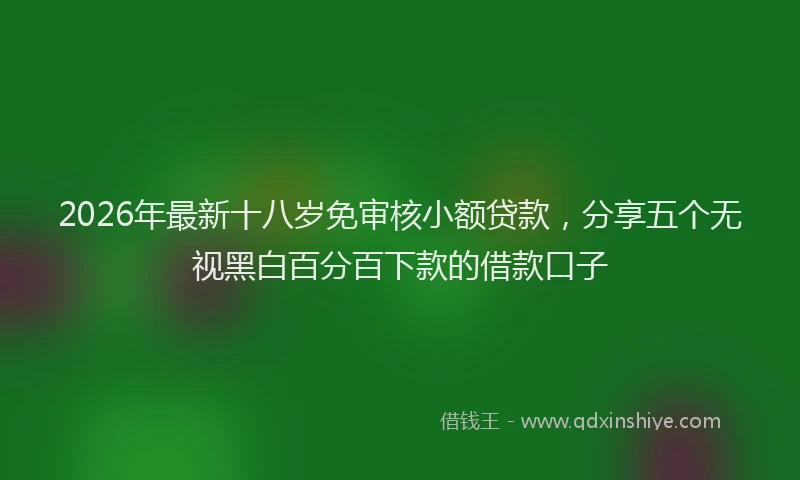 2026年最新十八岁免审核小额贷款，分享五个无视黑白百分百下款的借款口子