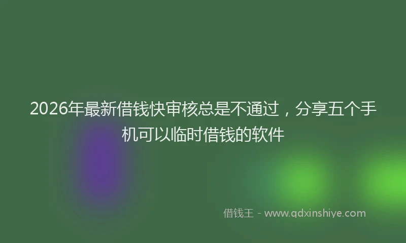 2026年最新借钱快审核总是不通过，分享五个手机可以临时借钱的软件