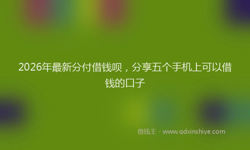 2026年最新分付借钱呗，分享五个手机上可以借钱的口子