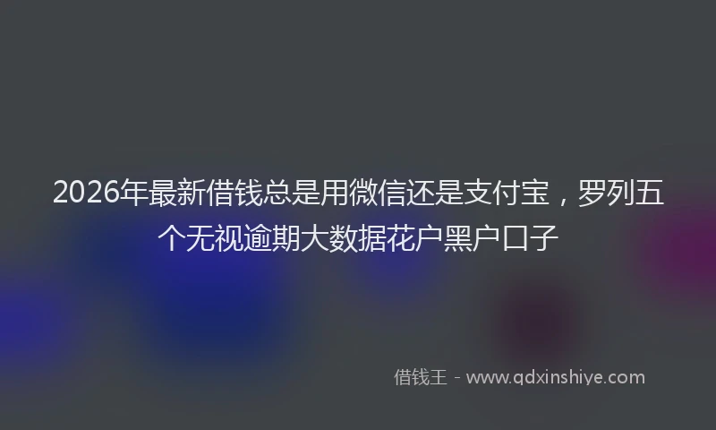 2026年最新借钱总是用微信还是支付宝，罗列五个无视逾期大数据花户黑户口子
