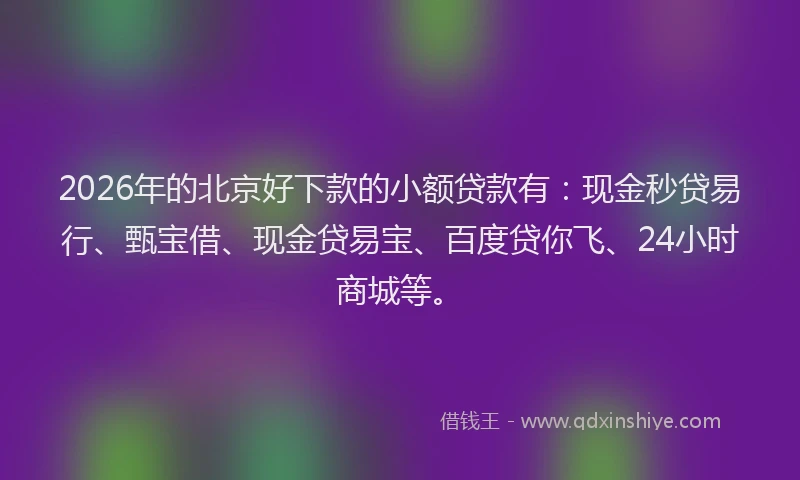 2026年的北京好下款的小额贷款有：现金秒贷易行、甄宝借、现金贷易宝、百度贷你飞、24小时商城等。