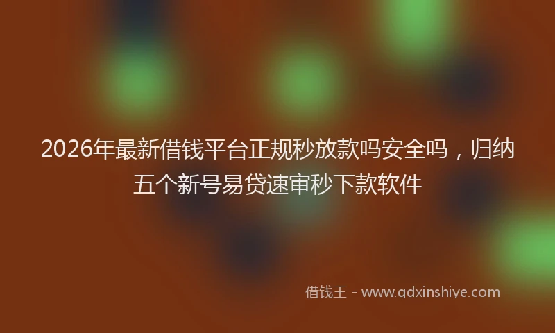 2026年最新借钱平台正规秒放款吗安全吗,归纳五个新号易贷速审秒下款软件