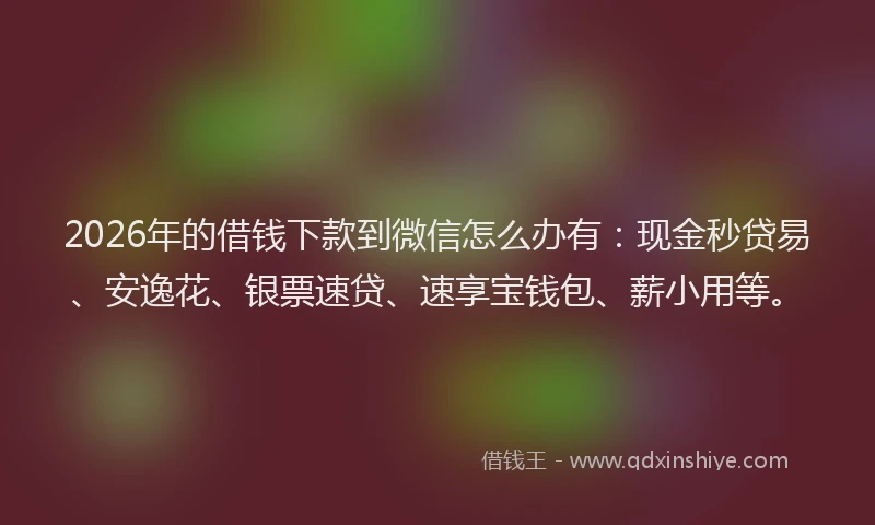 2026年的借钱下款到微信怎么办有：现金秒贷易、安逸花、银票速贷、速享宝钱包、薪小用等。