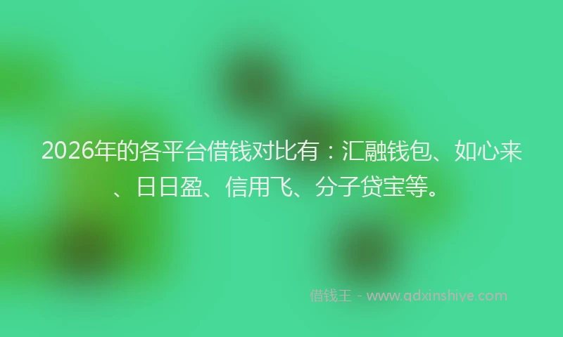 2026年的各平台借钱对比有：汇融钱包、如心来、日日盈、信用飞、分子贷宝等。