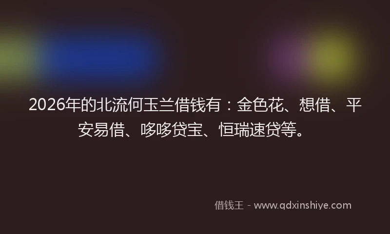 2026年的北流何玉兰借钱有：金色花、想借、平安易借、哆哆贷宝、恒瑞速贷等。