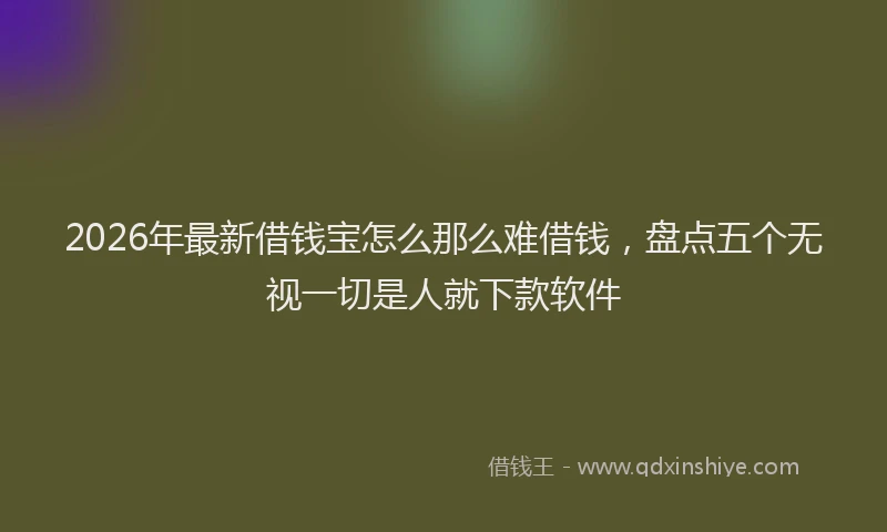 2026年最新借钱宝怎么那么难借钱,盘点五个无视一切是人就下款软件