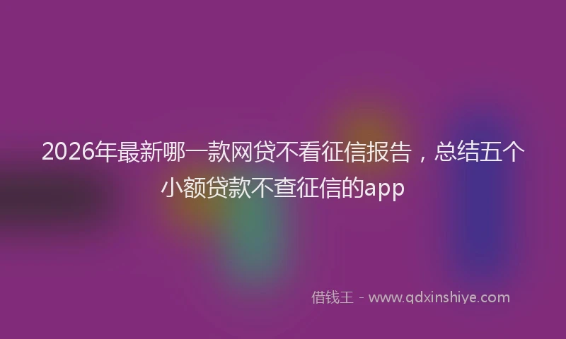 2026年最新哪一款网贷不看征信报告，总结五个小额贷款不查征信的app