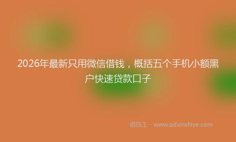2026年最新只用微信借钱,概括五个手机小额黑户快速贷款口子