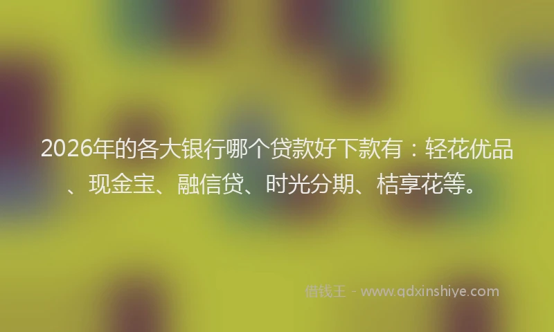 2026年的各大银行哪个贷款好下款有：轻花优品、现金宝、融信贷、时光分期、桔享花等。