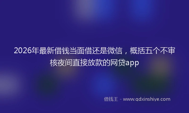 2026年最新借钱当面借还是微信，概括五个不审核夜间直接放款的网贷app