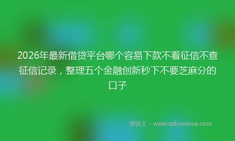 2026年最新借贷平台哪个容易下款不看征信不查征信记录，整理五个金融创新秒下不要芝麻分的口子
