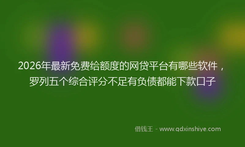 2026年最新免费给额度的网贷平台有哪些软件，罗列五个综合评分不足有负债都能下款口子