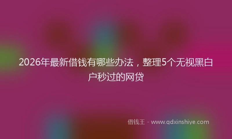 2026年最新借钱有哪些办法，整理5个无视黑白户秒过的网贷