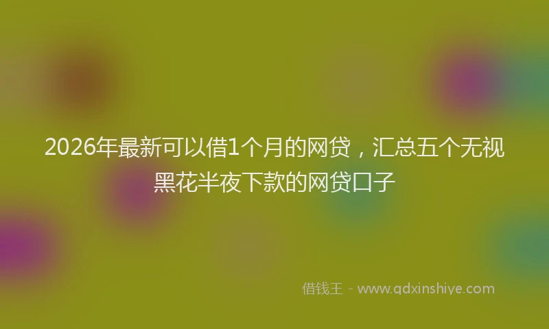 2026年最新可以借1个月的网贷，汇总五个无视黑花半夜下款的网贷口子