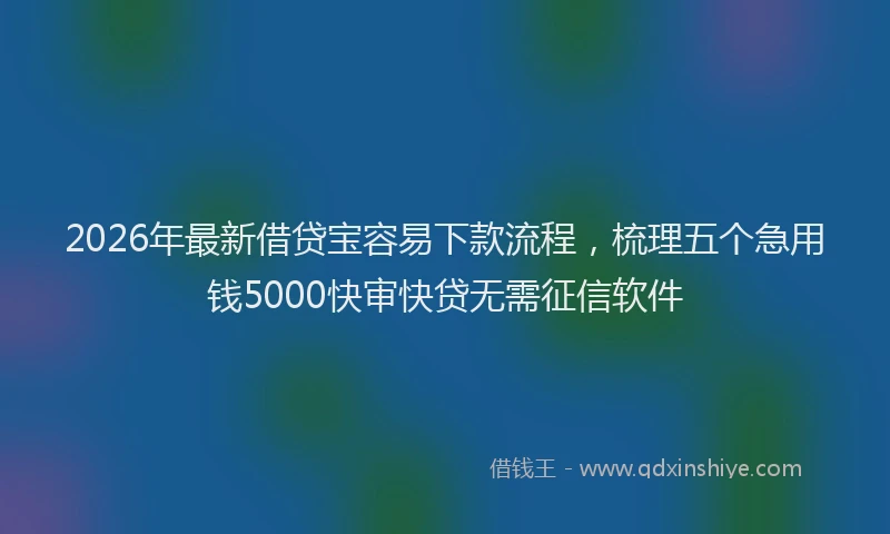 2026年最新借贷宝容易下款流程，梳理五个急用钱5000快审快贷无需征信软件