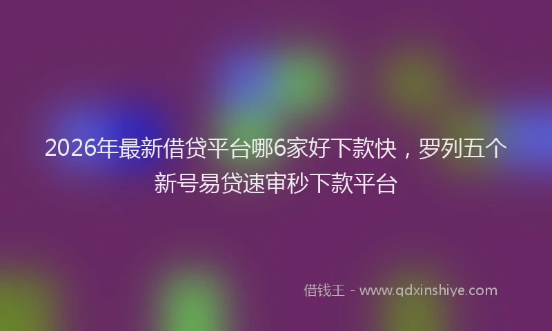 2026年最新借贷平台哪6家好下款快，罗列五个新号易贷速审秒下款平台