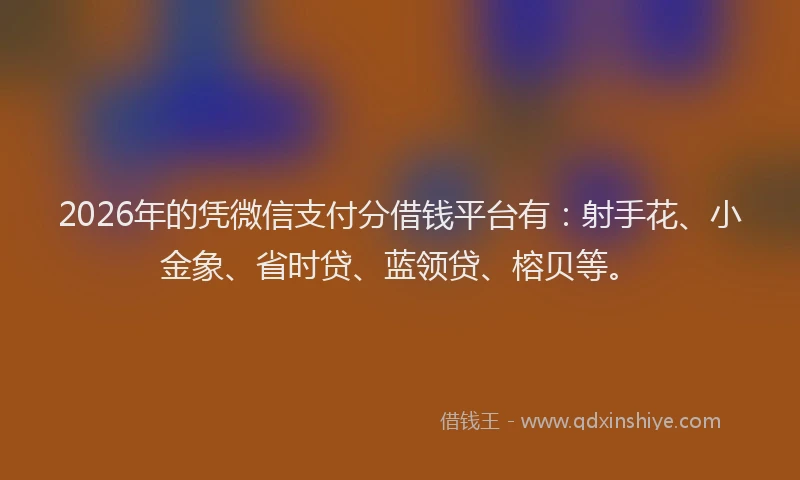 2026年的凭微信支付分借钱平台有:射手花、小金象、省时贷、蓝领贷、榕贝等。