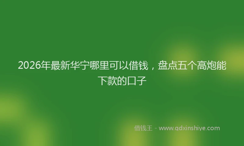 2026年最新华宁哪里可以借钱，盘点五个高炮能下款的口子