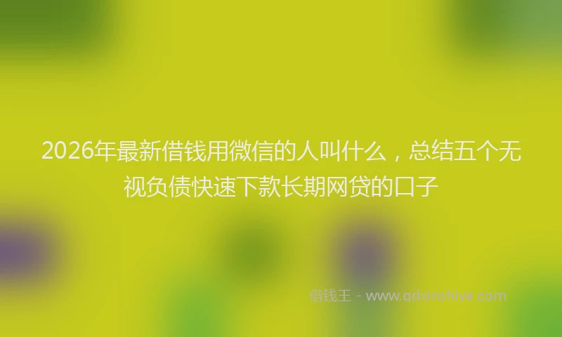 2026年最新借钱用微信的人叫什么，总结五个无视负债快速下款长期网贷的口子