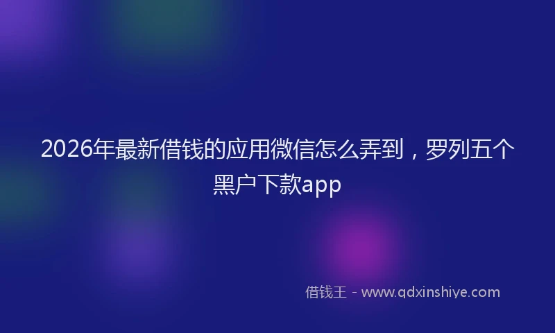 2026年最新借钱的应用微信怎么弄到，罗列五个黑户下款app