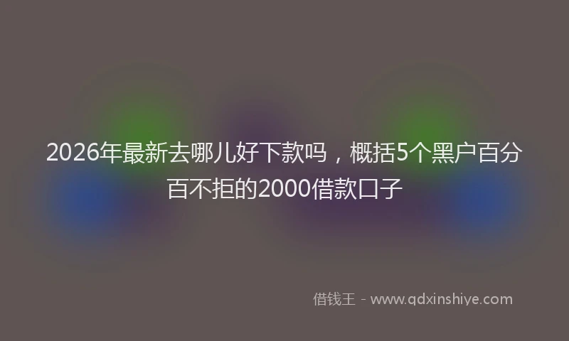 2026年最新去哪儿好下款吗，概括5个黑户百分百不拒的2000借款口子