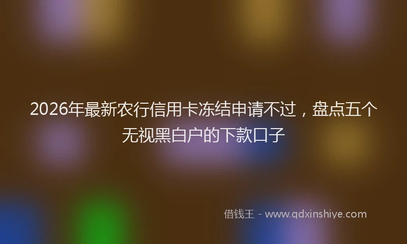 2026年最新农行信用卡冻结申请不过，盘点五个无视黑白户的下款口子