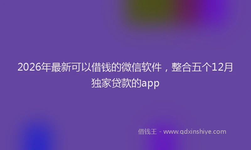 2026年最新可以借钱的微信软件，整合五个12月独家贷款的app
