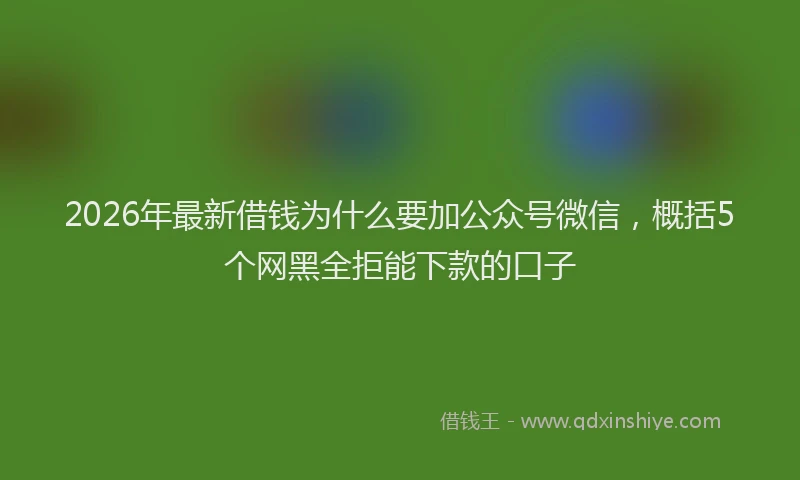 2026年最新借钱为什么要加公众号微信，概括5个网黑全拒能下款的口子