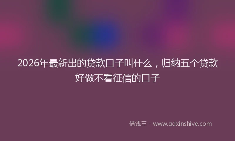 2026年最新出的贷款口子叫什么，归纳五个贷款好做不看征信的口子