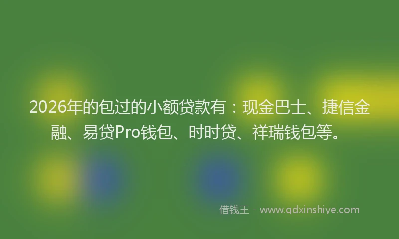2026年的包过的小额贷款有：现金巴士、捷信金融、易贷Pro钱包、时时贷、祥瑞钱包等。