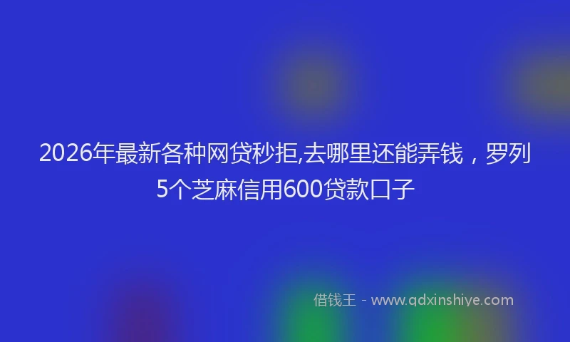 2026年最新各种网贷秒拒,去哪里还能弄钱，罗列5个芝麻信用600贷款口子