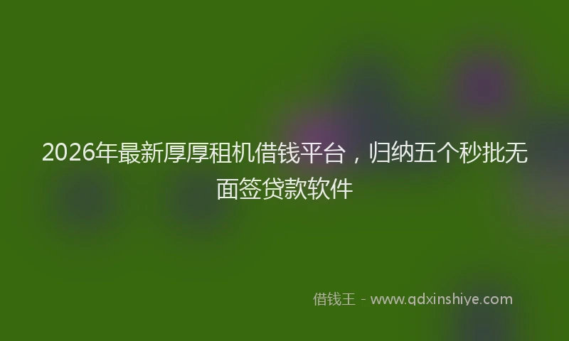 2026年最新厚厚租机借钱平台,归纳五个秒批无面签贷款软件