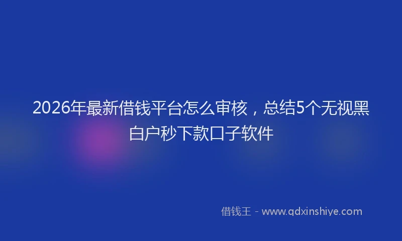 2026年最新借钱平台怎么审核，总结5个无视黑白户秒下款口子软件
