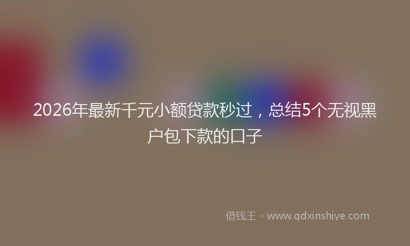 2026年最新千元小额贷款秒过,总结5个无视黑户包下款的口子